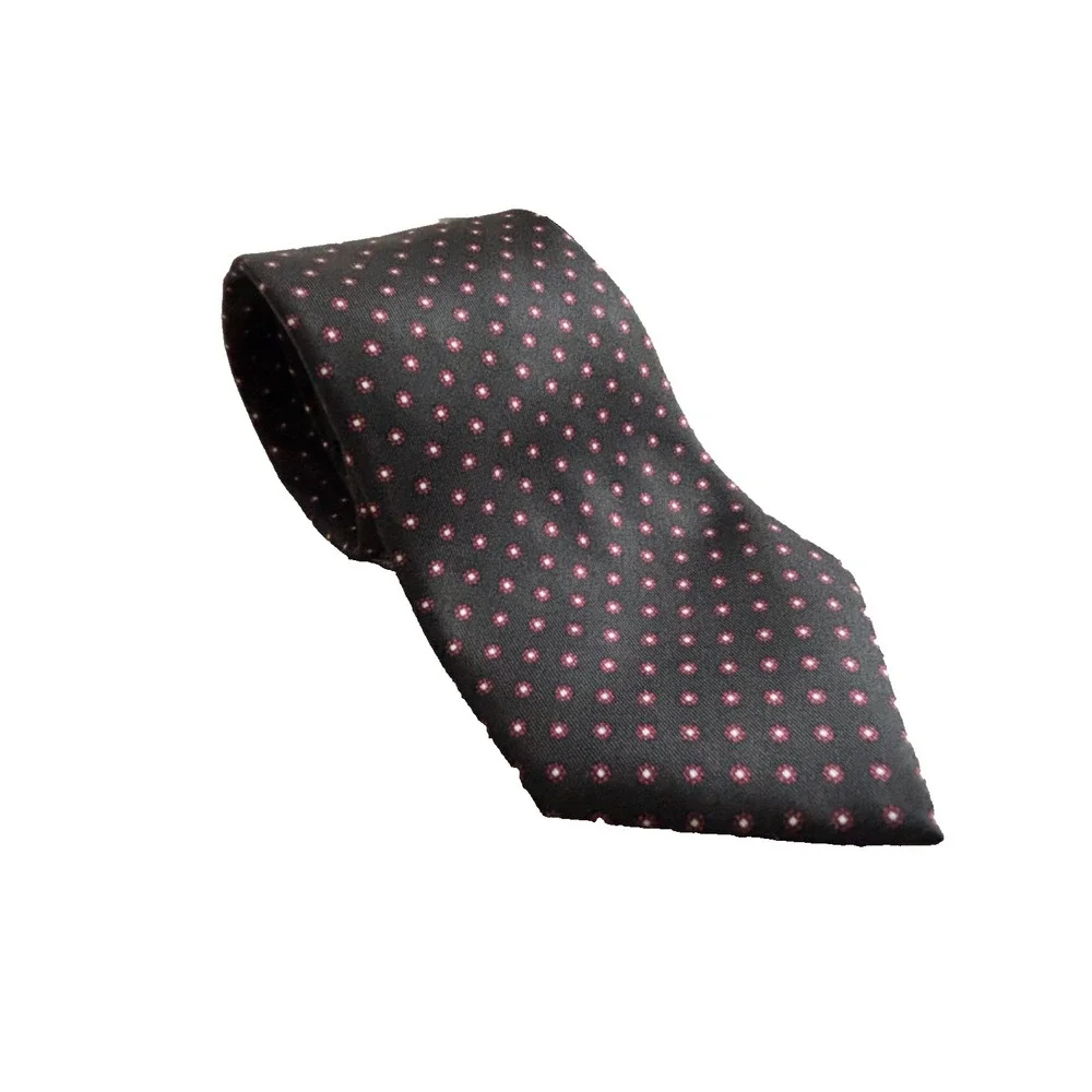 Christian Dior Silk Necktie Mens Black/Red Geometric Vintage Luxury Tie